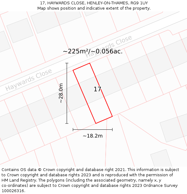 17, HAYWARDS CLOSE, HENLEY-ON-THAMES, RG9 1UY: Plot and title map