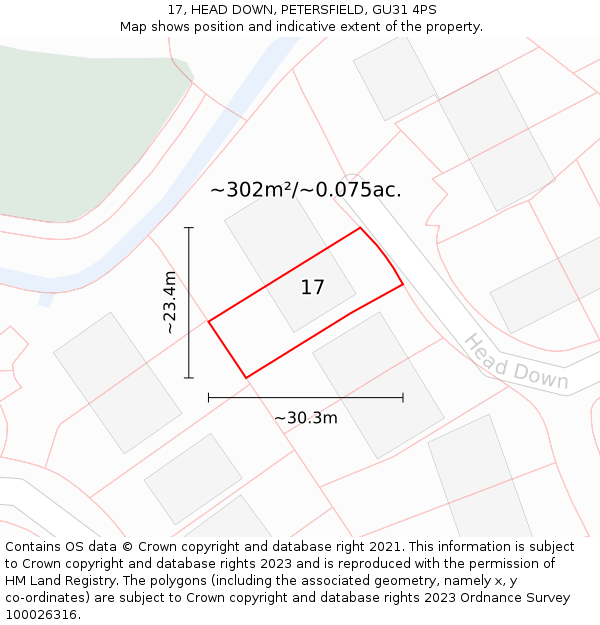 17, HEAD DOWN, PETERSFIELD, GU31 4PS: Plot and title map