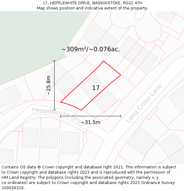 17, HEPPLEWHITE DRIVE, BASINGSTOKE, RG22 4TH: Plot and title map