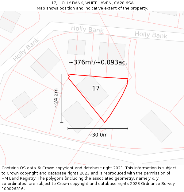 17, HOLLY BANK, WHITEHAVEN, CA28 6SA: Plot and title map