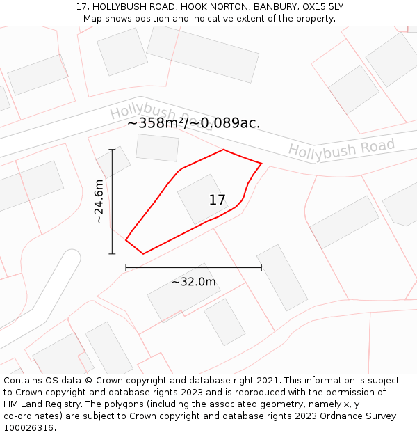 17, HOLLYBUSH ROAD, HOOK NORTON, BANBURY, OX15 5LY: Plot and title map