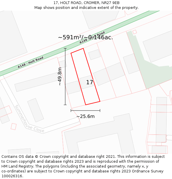 17, HOLT ROAD, CROMER, NR27 9EB: Plot and title map