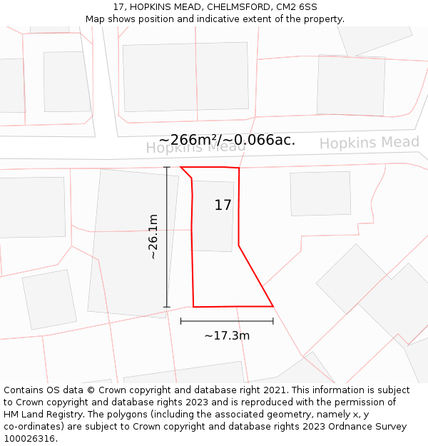 17, HOPKINS MEAD, CHELMSFORD, CM2 6SS: Plot and title map