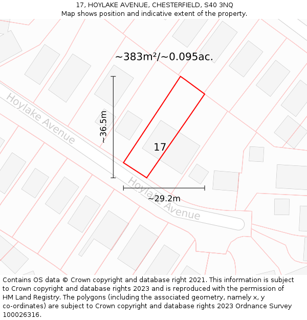 17, HOYLAKE AVENUE, CHESTERFIELD, S40 3NQ: Plot and title map