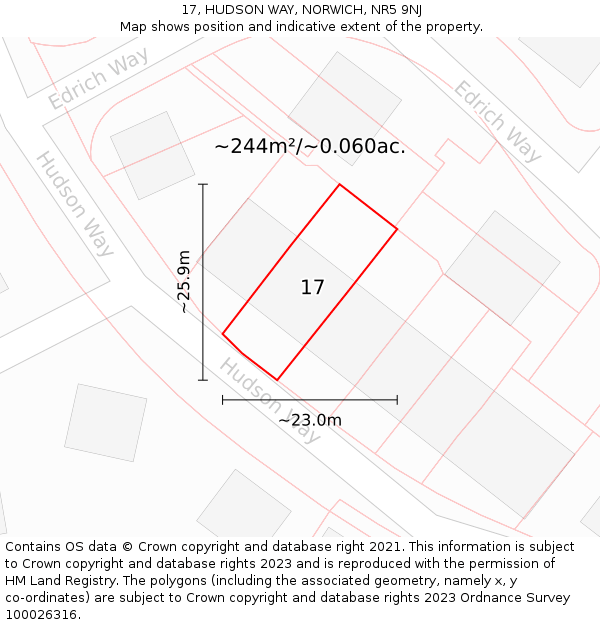 17, HUDSON WAY, NORWICH, NR5 9NJ: Plot and title map