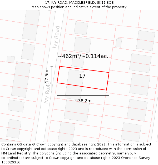 17, IVY ROAD, MACCLESFIELD, SK11 8QB: Plot and title map