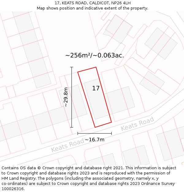 17, KEATS ROAD, CALDICOT, NP26 4LH: Plot and title map