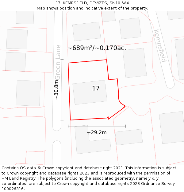 17, KEMPSFIELD, DEVIZES, SN10 5AX: Plot and title map