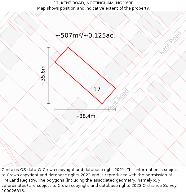 17, KENT ROAD, NOTTINGHAM, NG3 6BE: Plot and title map