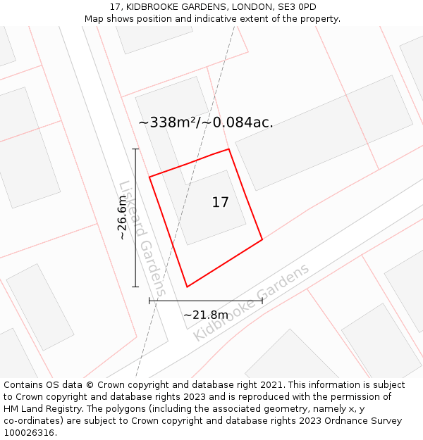 17, KIDBROOKE GARDENS, LONDON, SE3 0PD: Plot and title map