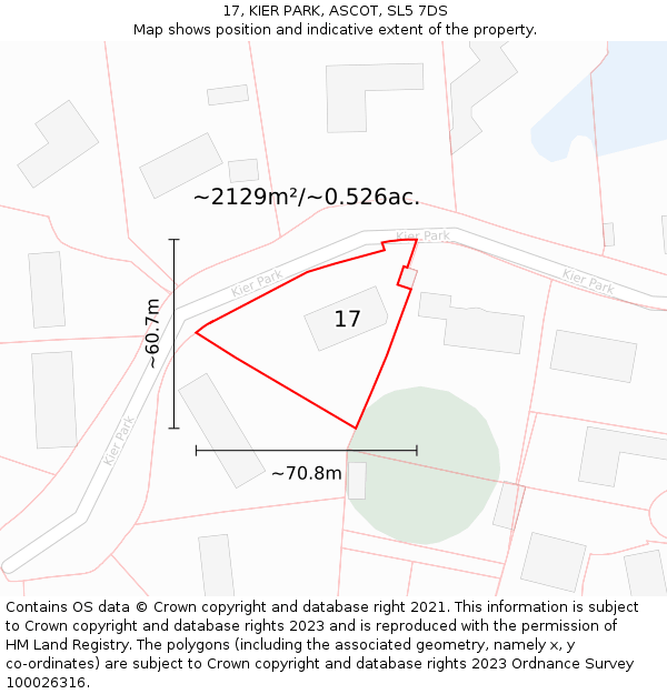 17, KIER PARK, ASCOT, SL5 7DS: Plot and title map