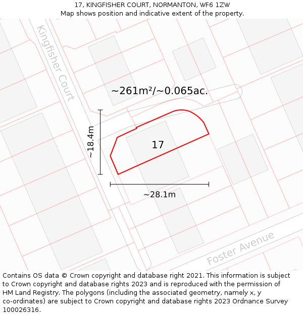 17, KINGFISHER COURT, NORMANTON, WF6 1ZW: Plot and title map