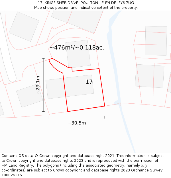 17, KINGFISHER DRIVE, POULTON-LE-FYLDE, FY6 7UG: Plot and title map