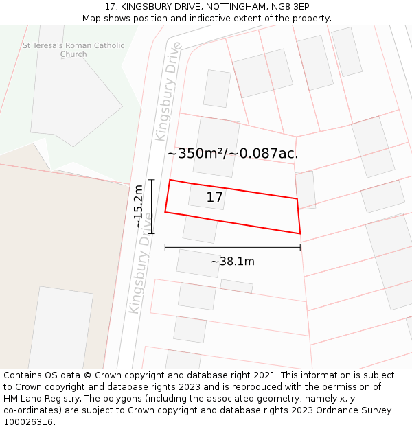 17, KINGSBURY DRIVE, NOTTINGHAM, NG8 3EP: Plot and title map