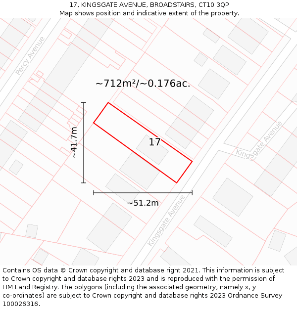 17, KINGSGATE AVENUE, BROADSTAIRS, CT10 3QP: Plot and title map