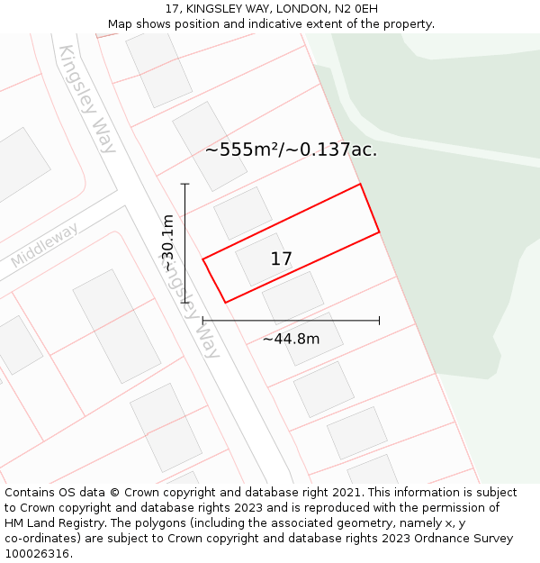 17, KINGSLEY WAY, LONDON, N2 0EH: Plot and title map