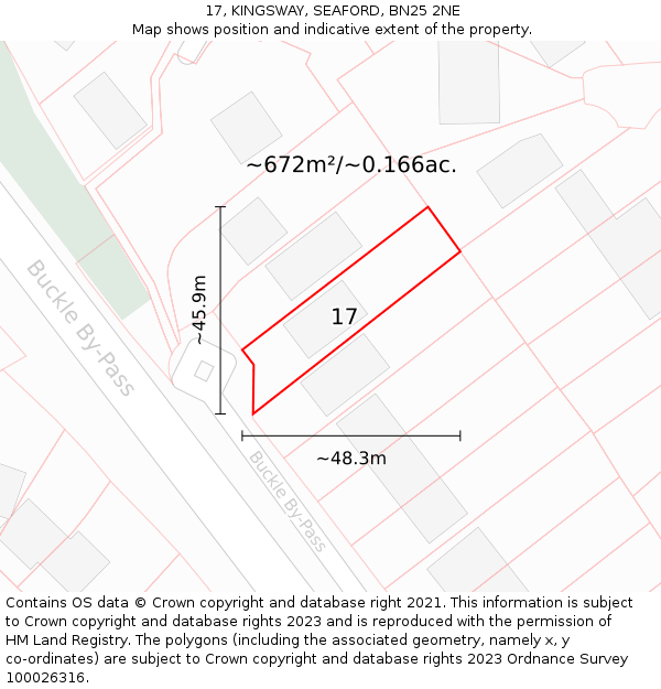 17, KINGSWAY, SEAFORD, BN25 2NE: Plot and title map