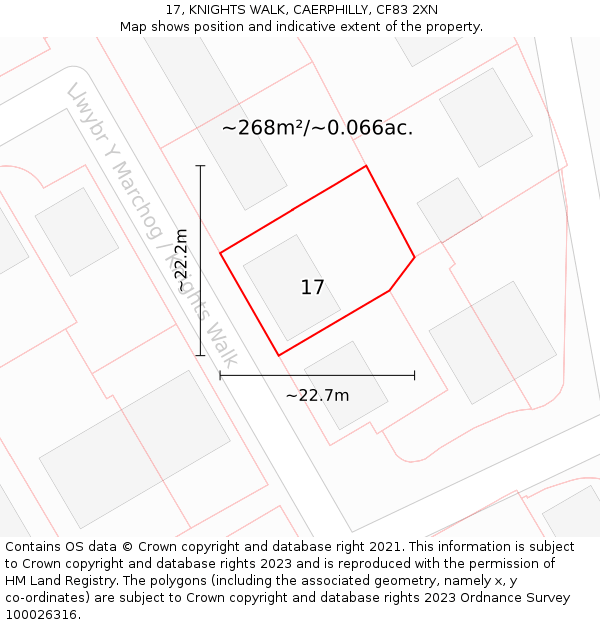 17, KNIGHTS WALK, CAERPHILLY, CF83 2XN: Plot and title map