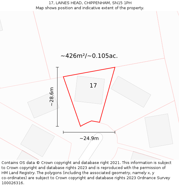 17, LAINES HEAD, CHIPPENHAM, SN15 1PH: Plot and title map