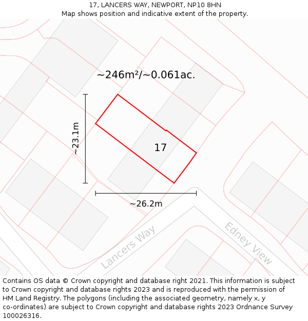 17, LANCERS WAY, NEWPORT, NP10 8HN: Plot and title map