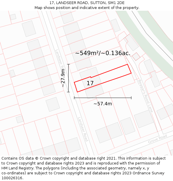 17, LANDSEER ROAD, SUTTON, SM1 2DE: Plot and title map