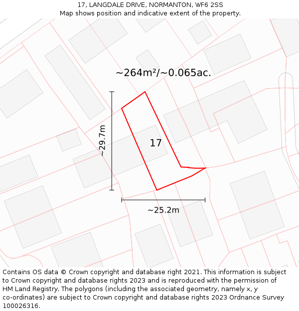 17, LANGDALE DRIVE, NORMANTON, WF6 2SS: Plot and title map