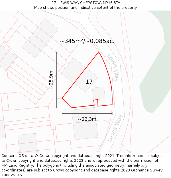 17, LEWIS WAY, CHEPSTOW, NP16 5TA: Plot and title map