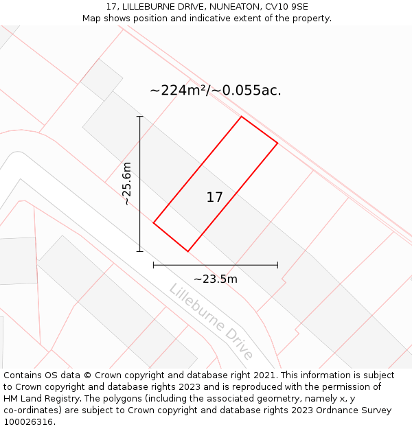 17, LILLEBURNE DRIVE, NUNEATON, CV10 9SE: Plot and title map