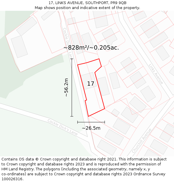 17, LINKS AVENUE, SOUTHPORT, PR9 9QB: Plot and title map