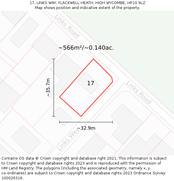 17, LINKS WAY, FLACKWELL HEATH, HIGH WYCOMBE, HP10 9LZ: Plot and title map