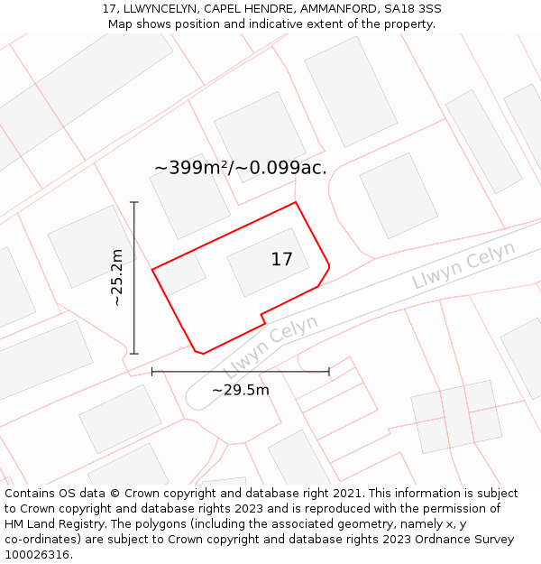 17, LLWYNCELYN, CAPEL HENDRE, AMMANFORD, SA18 3SS: Plot and title map