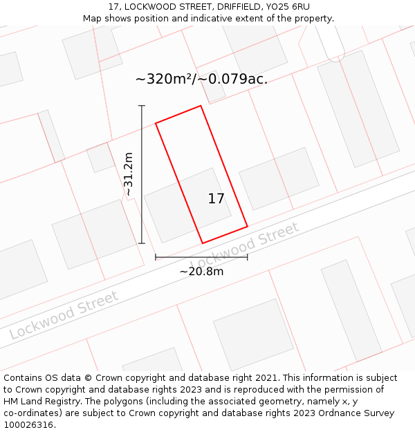 17, LOCKWOOD STREET, DRIFFIELD, YO25 6RU: Plot and title map