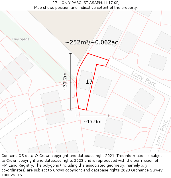 17, LON Y PARC, ST ASAPH, LL17 0PJ: Plot and title map