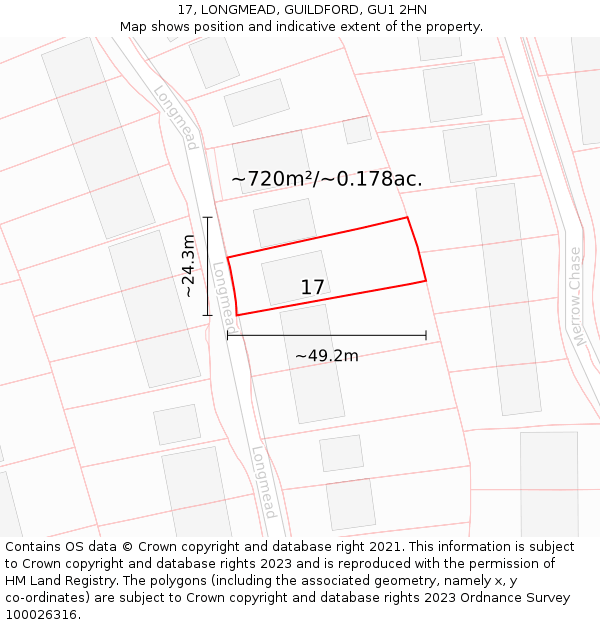 17, LONGMEAD, GUILDFORD, GU1 2HN: Plot and title map