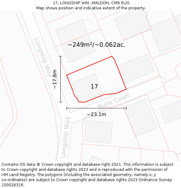 17, LONGSHIP WAY, MALDON, CM9 6UG: Plot and title map