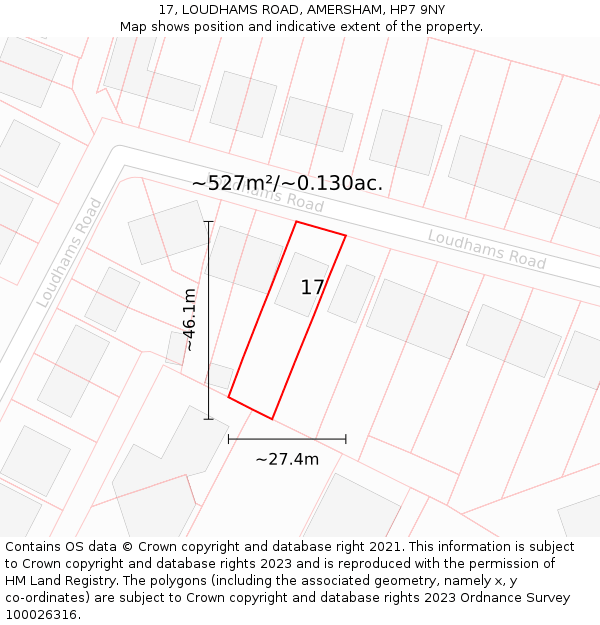 17, LOUDHAMS ROAD, AMERSHAM, HP7 9NY: Plot and title map