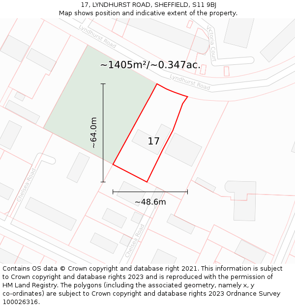 17, LYNDHURST ROAD, SHEFFIELD, S11 9BJ: Plot and title map