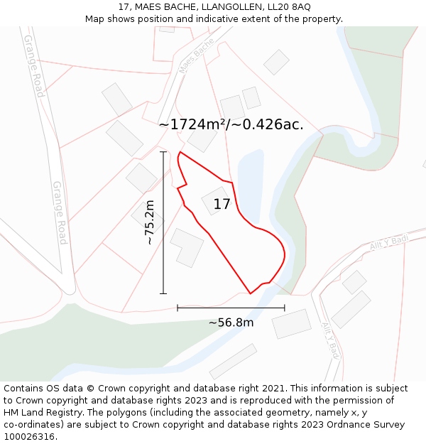 17, MAES BACHE, LLANGOLLEN, LL20 8AQ: Plot and title map