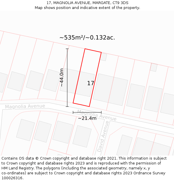 17, MAGNOLIA AVENUE, MARGATE, CT9 3DS: Plot and title map