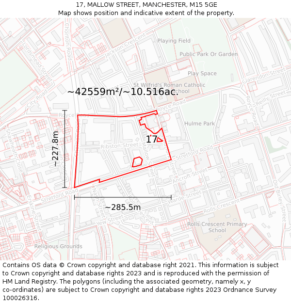 17, MALLOW STREET, MANCHESTER, M15 5GE: Plot and title map