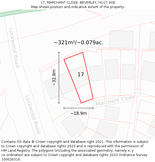 17, MARCHANT CLOSE, BEVERLEY, HU17 9GE: Plot and title map