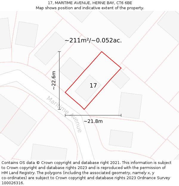 17, MARITIME AVENUE, HERNE BAY, CT6 6BE: Plot and title map