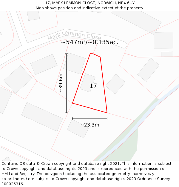 17, MARK LEMMON CLOSE, NORWICH, NR4 6UY: Plot and title map