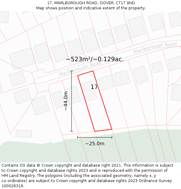 17, MARLBOROUGH ROAD, DOVER, CT17 9ND: Plot and title map