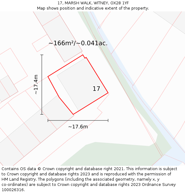 17, MARSH WALK, WITNEY, OX28 1YF: Plot and title map