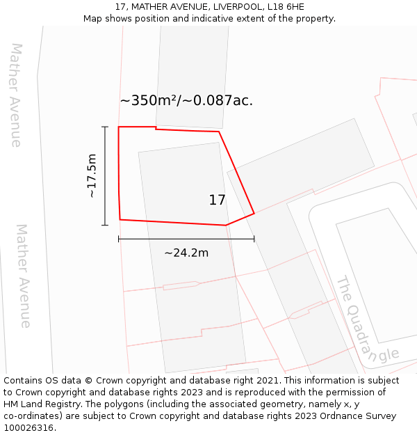 17, MATHER AVENUE, LIVERPOOL, L18 6HE: Plot and title map