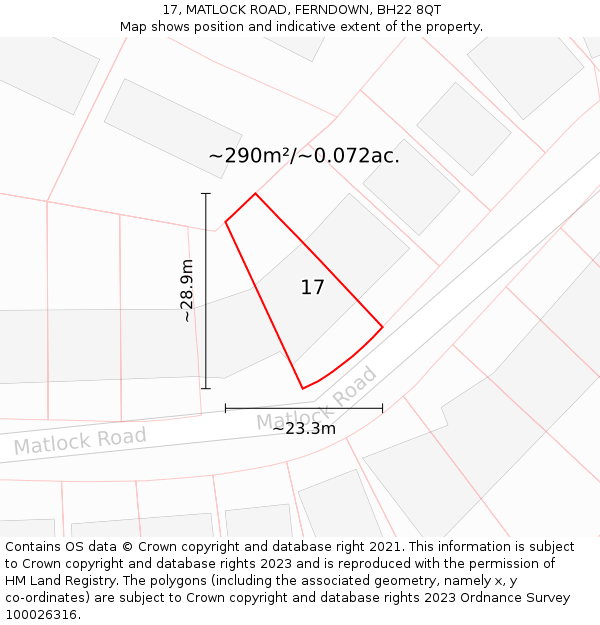 17, MATLOCK ROAD, FERNDOWN, BH22 8QT: Plot and title map