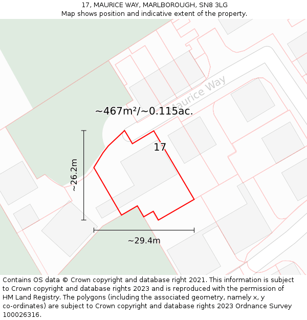 17, MAURICE WAY, MARLBOROUGH, SN8 3LG: Plot and title map