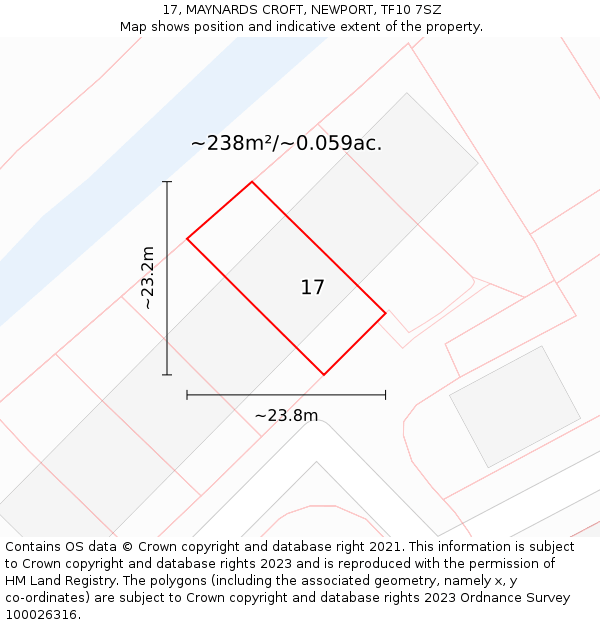 17, MAYNARDS CROFT, NEWPORT, TF10 7SZ: Plot and title map