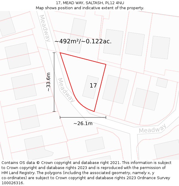 17, MEAD WAY, SALTASH, PL12 4NU: Plot and title map